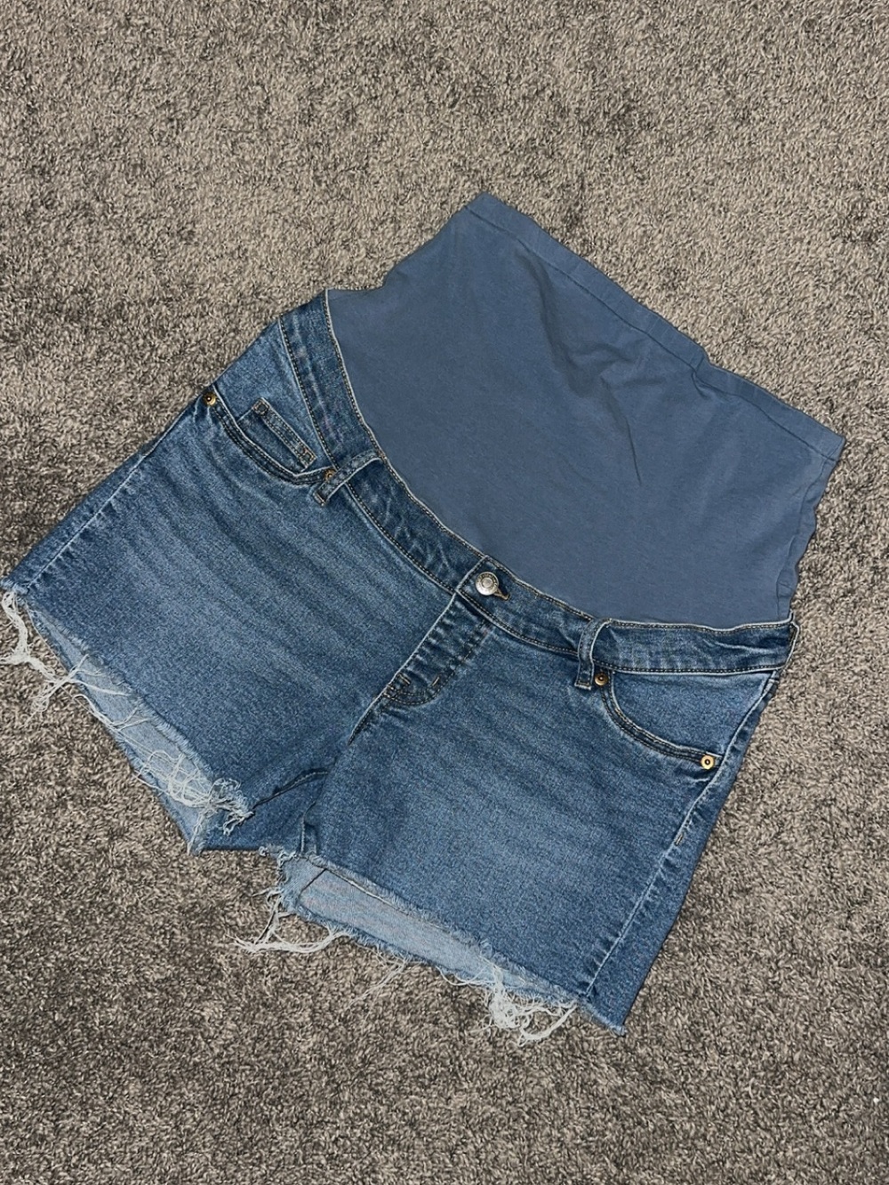H&M Mama Blue High-Waist Maternity Denim Shorts
